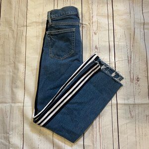 Lou & Grey Striped Straight Leg Raw Hem Denim - Sz 25